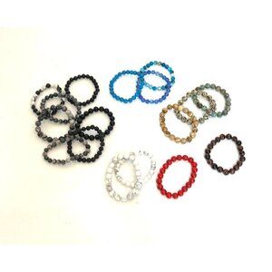 Set Of 17 Natural Stone Stretch Bracelets Healing Gemstone Beaded Stackable